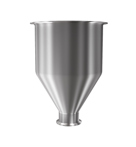 304 Stainless Steel funnel with 1 1/2" sanitary fitting 0.8 gallons, 6.25" ID x 9.55" OAH