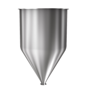 304 Stainless Steel funnel with 1 1/2" sanitary fitting 10.5 gallons, 14.04" ID x 23.34" OAH