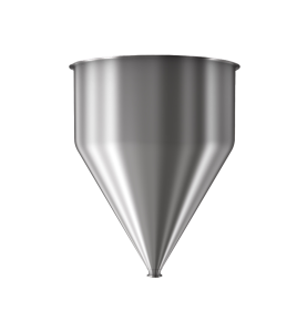 304 Stainless Steel funnel with 1 1/2" sanitary fitting 21 gallons, 19.93" ID x 26.34" OAH
