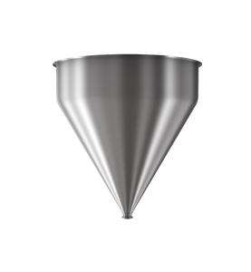304 Stainless Steel funnel with 1 1/2" sanitary fitting 25.7 gallons, 24" ID x 26.34" OAH