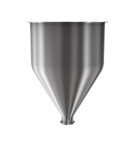 304 Stainless Steel funnel with 2" sanitary fitting 4.9 gallons, 11.85" ID x 17.08" OAH