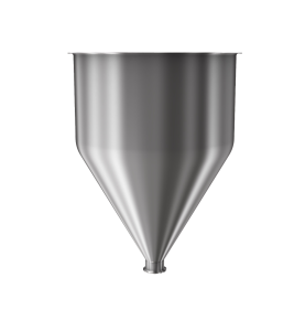 304 Stainless Steel funnel with 2" sanitary fitting 12.2 gallons, 15.99" ID x 22.70" OAH